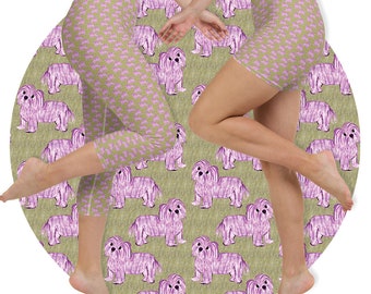 Havanese Dog Leggings or Yoga Shorts: Purple Athleisure Wear
