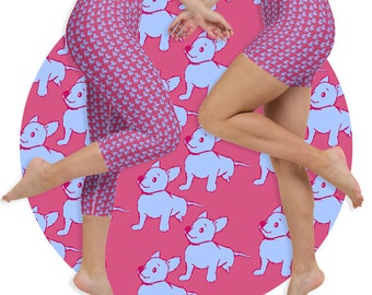 Corgi Dog Print Leggings or Yoga Shorts: Red and Blue Workout Clothes