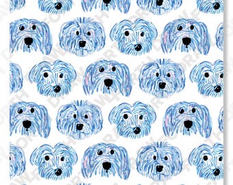 Cani carini con motivi digitali senza soluzione di continuità in tonalità di blu