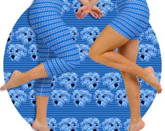 Havanese Dog Print Capri Leggings or Yoga Shorts - Blue Puppy Love