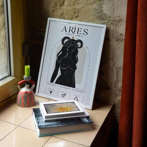 Aries Poster | Aries Zodiac Digital Print – Celestial Wall Art for Astrology Lovers | Instant Download | Aries Star Sign Art for Home Decor