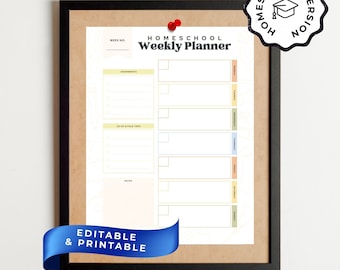 Homeschool Printable Weekly Planner Page | Undated | School Year Countdown | Homeschool Studies Tracker | Kids & Mom Routine Checklist