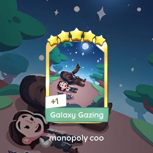 Monopoly Go Galaxy Gazing - Golden Blitz-sticker – MonopolyGO Set 19 – Golden Blitz-evenement – Beperkte voorraad – Snelle levering