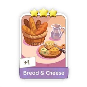 Bread & Cheese 3 Stars Set 14 – Monopoly GO Sticker