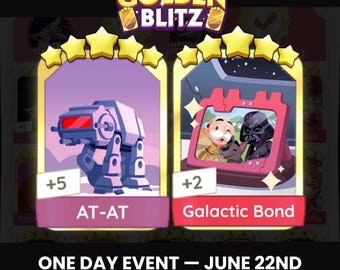 Stickers Monopoly Go Golden Blitz - Obligation galactique ou AT-AT - Ensemble MonopolyGO 18 et 20 - Golden Blitz - 22 juin - Stock limité - Livraison rapide