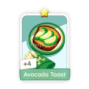 Avocado Toast 1 Stars Set 2 – Monopoly GO Sticker