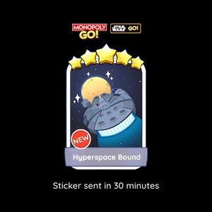 Monopoly Go Hyperspace Bound Aufkleber - Monopoly Go Aufkleber - 5 Sterne - Star Wars Go Album