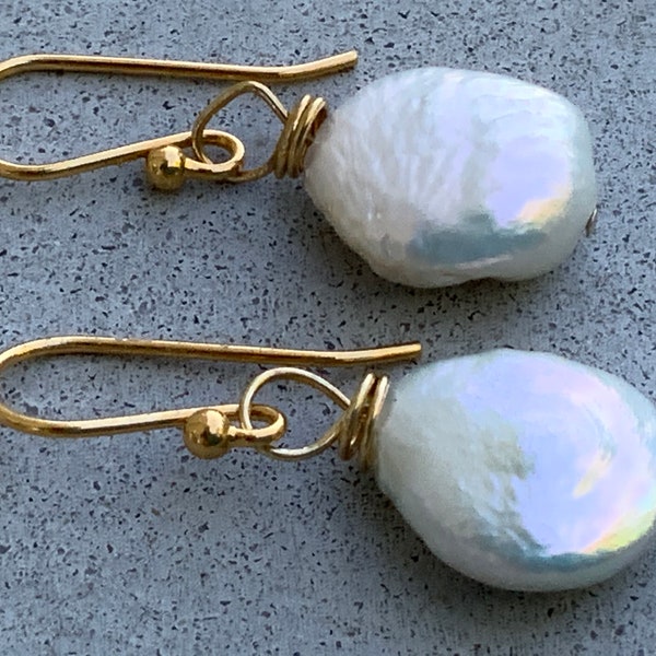 KYOKO genuine freshwater Keishi pearls Earrings, 14k gold danglers, dangle earrings, gold earrings  gold accessories