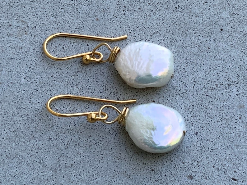 gold earrings gold accessories 14k gold danglers KYOKO genuine freshwater Keishi pearls Earrings dangle earrings
