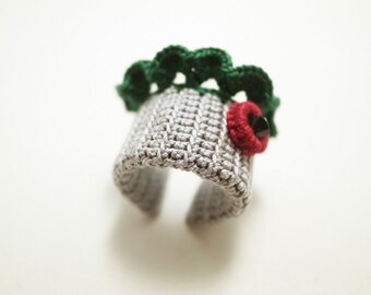 Irish Crochet Lace Jewelry (Lace Fantasia 2-c) Crochet Ring Statement Ring Fiber Ring