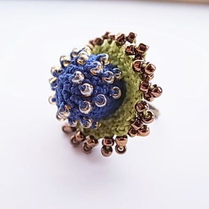 Crochet Jewelry Style III Fiber Jewelry, Statement Ring, Crochet Ring image 2