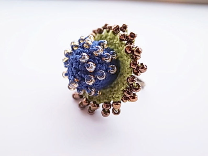 Crochet Jewelry Style III Fiber Jewelry, Statement Ring, Crochet Ring image 2