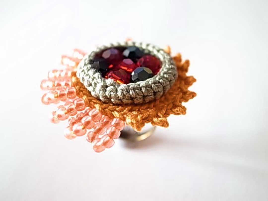 Crochet Jewelry (Style 4)Statement Ring, Fiber Jewelry, Crochet Ring