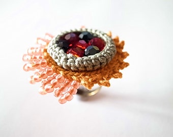 Crochet Jewelry (Style 4)Statement Ring, Fiber Jewelry, Crochet Ring