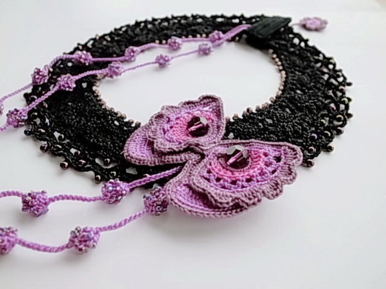 Irish Crochet Lace Jewelry anna Butterfly Crochet Necklace Etsy