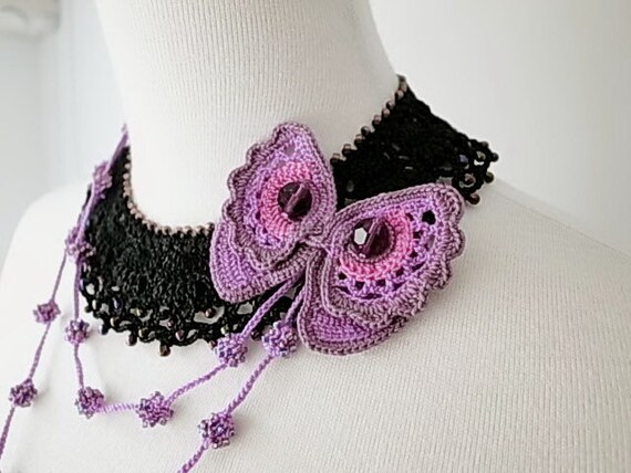 Crochet Lace Jewelry lace Fantasia I-a Fiber Jewelry, Statement Ring,  Crochet Ring 