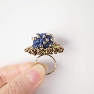 Crochet Jewelry Style III Fiber Jewelry, Statement Ring, Crochet Ring image 4