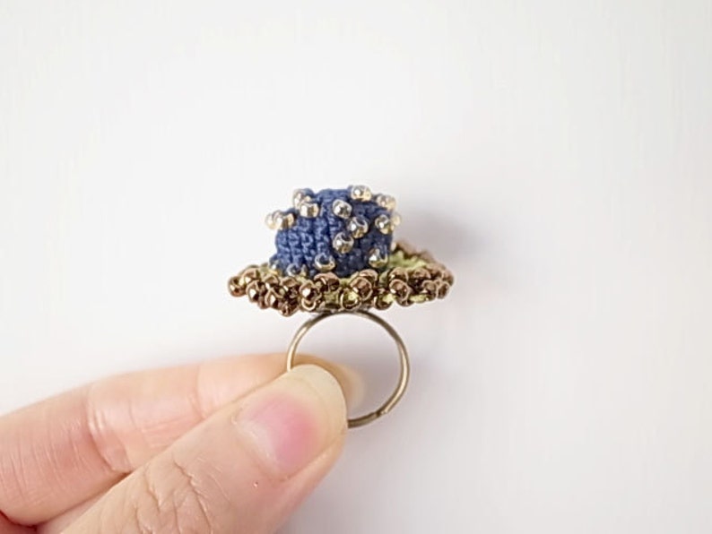 Crochet Jewelry Style III Fiber Jewelry, Statement Ring, Crochet Ring image 4