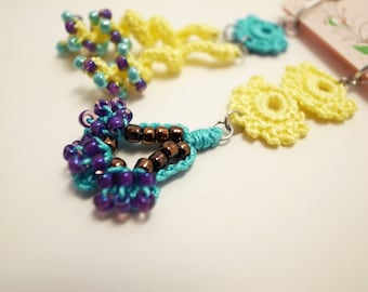 Crochet Lace Jewelry (Style 8-b) Fiber Jewelry, Clip Earrings, Crochet Earrings