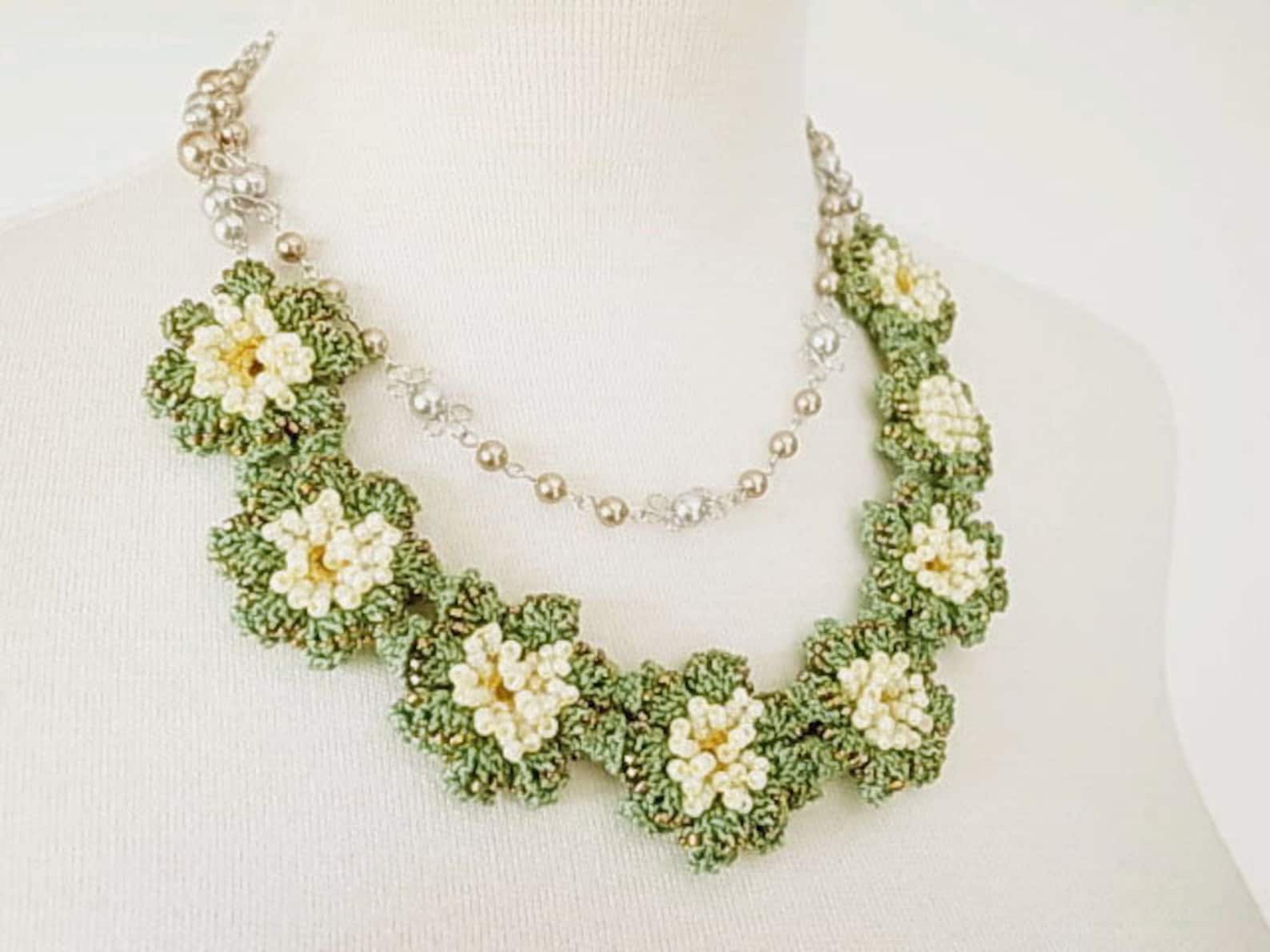 Lace Jewelry spring Spring Fiber Art Necklace Statement Etsy