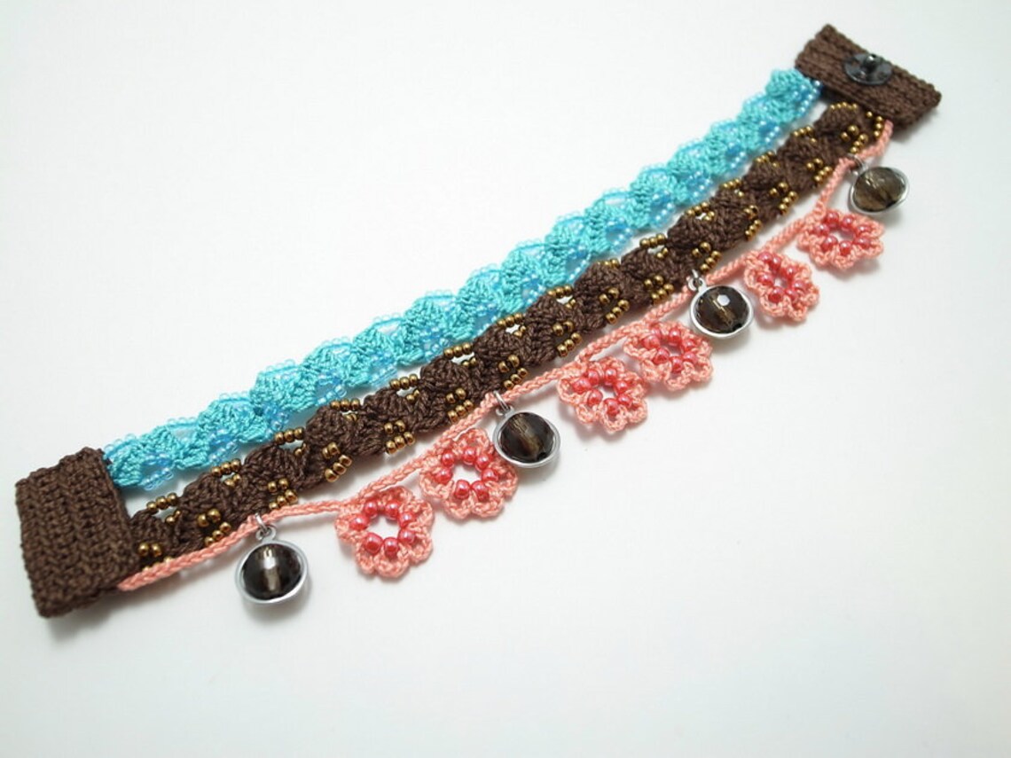 Crochet Lace Jewelry bohemian III Fiber Jewelry, Crochet Bracelet