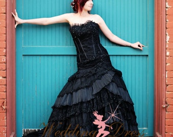 Sensational Corset Black Wedding Dress Gothic Elegant