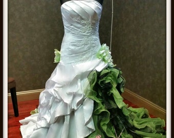 Dip Dye White and Green Wedding Dress available in many colors
