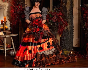 Halloween Orange and Black Wedding Dress, Halloween Wedding Dress, Halloween Bridal Gown, Halloween Wedding Gown, Orange and Black Wedding