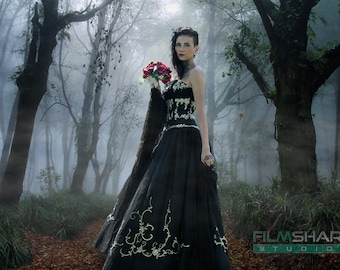 Black Gothic Wedding Dress Custom Made to your Measurements by Award Winning Bridal Salon