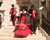 Gorgeous Red and Black Gothic Mermaid Wedding Dress