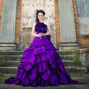 wedding dresses with purple accents