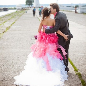 Dip Dye Wedding Dress, Pink Ombre Wedding Dress, Pink Wedding Dress, Pink Wedding Gown, Pink Bridal Gown image 3