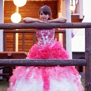 Dip Dye Wedding Dress, Pink Ombre Wedding Dress, Pink Wedding Dress, Pink Wedding Gown, Pink Bridal Gown image 2
