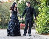 Black Wedding Dress with Halter Neckline Custom Handmade in your Measurements by Award Winning Wedding Dress Fantasy