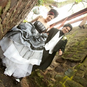 Black and White Gothic Wedding Dress Custom Made to your Measurements Missy Couture Bridal Gown image 5