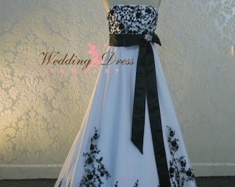 Stunning Black and White Bridal Gown Custom Made to your Measurements