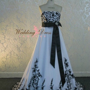 Stunning Black and White Bridal Gown Custom Made to your Measurements image 1