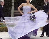 Lilac Wedding Dress Strapless with Lace A-line Colorful Lavender Bridal Gown Handmade to your Measurements Floor Length