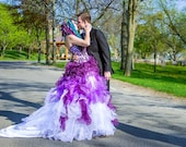 Dip Dye Purple and White Ombre Wedding Dress Strapless Colorful Bridal Ballgown Handmade to Your Measurements by Award Winning Bridal Salon