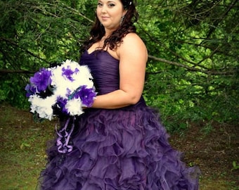 Plus size wedding dresses with purple accents clearance