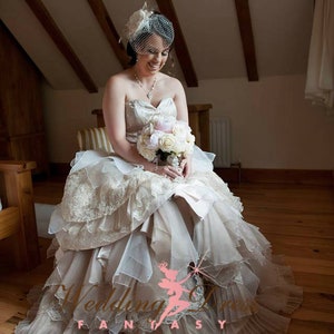 Celtic Wedding Dress, Steampunk Wedding Dress, Victorian Wedding Dress, Cream and Champagne Wedding Dress