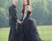 Black Wedding Dress with Tulle Custom Made to your Measurements Sweetheart Neckline by Award Winning Bridal Salon