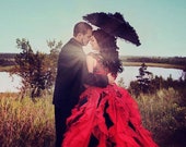 Red Wedding Dress with Black Accents Custom Made to your Measurements by Award Winning Bridal Salon