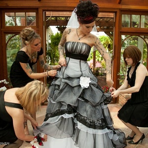 Black and White Gothic Wedding Dress Custom Made to your Measurements Missy Couture Bridal Gown image 3