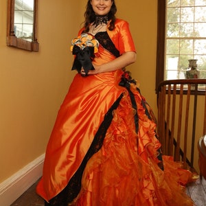 Halloween Orange and Black Wedding Dress Bridal Gown by Award Winning Bridal Salon