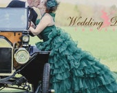 Green Wedding Dress, Ruffled Wedding Dress, Green Bridal Gown, Green Wedding Gown, Wedding Dress with Ruffles, Organza Wedding Dress
