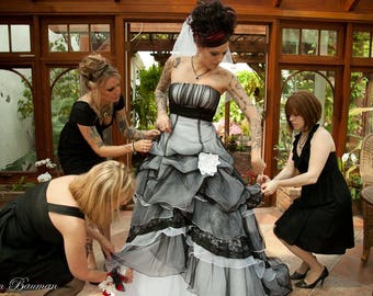 World Famous Gothic Wedding Dress in Black and White