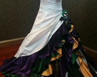 Mardi Gras Queen of Mardi Gras Dress Gown Purple Green Gold Mardi Gras Ballgown