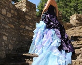 Purple Wedding Dress with Blue and Purple Organza Accents, Unique Wedding Dress, Purple Bridal Gown, Alternative Wedding Dress