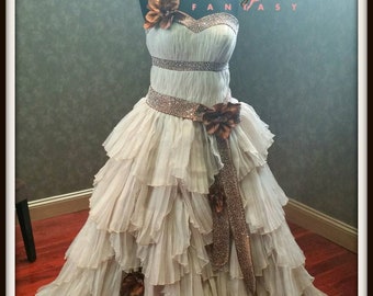 Steampunk Wedding Dress Custom Made Rustic Bridal Gown with Optional Sprockets and Gears